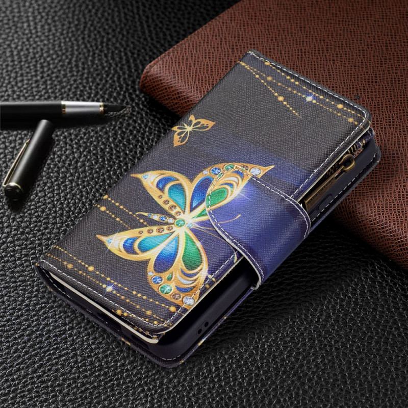 Housse Samsung Galaxy S22 5G Poche Zippée Papillons