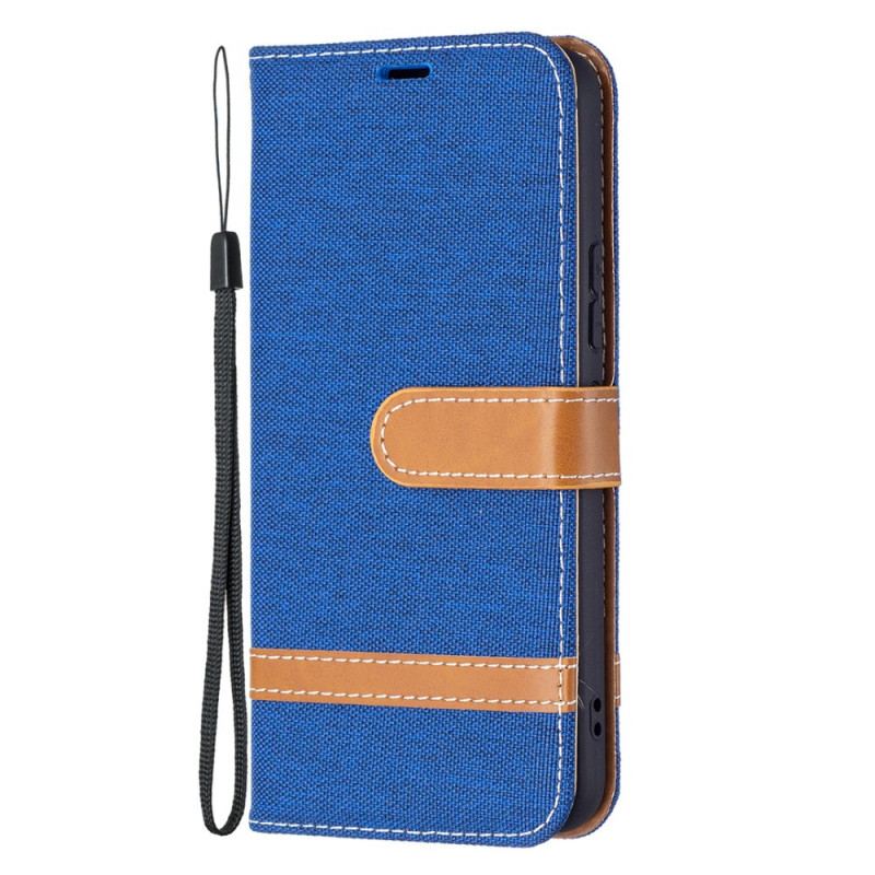 Housse Samsung Galaxy S22 5G Tissu et Effet Cuir à Lanière