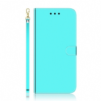 Housse Oppo Reno 8 Lite Simili Cuir Miroir avec Lanière