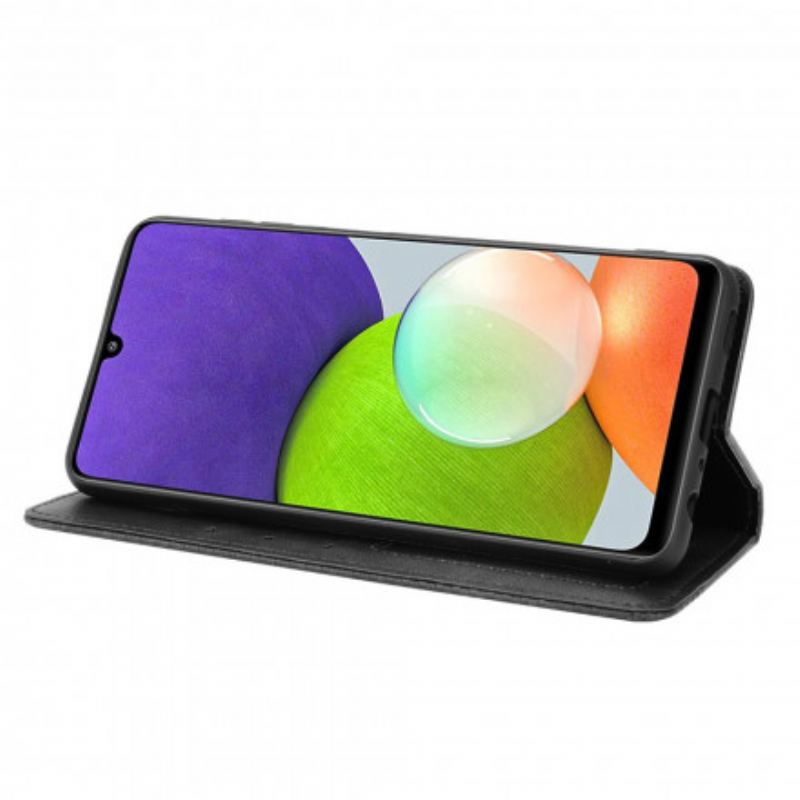 Flip Cover Samsung Galaxy A22 4G Effet Cuir Vintage Stylisé