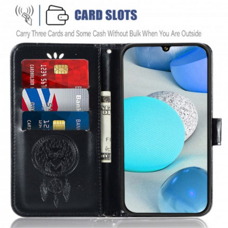 Housse Samsung Galaxy A22 4G Effet Cuir Attrape Rêves Hibou