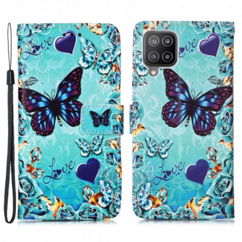 Housse Samsung Galaxy A22 4G Papillons Dorés