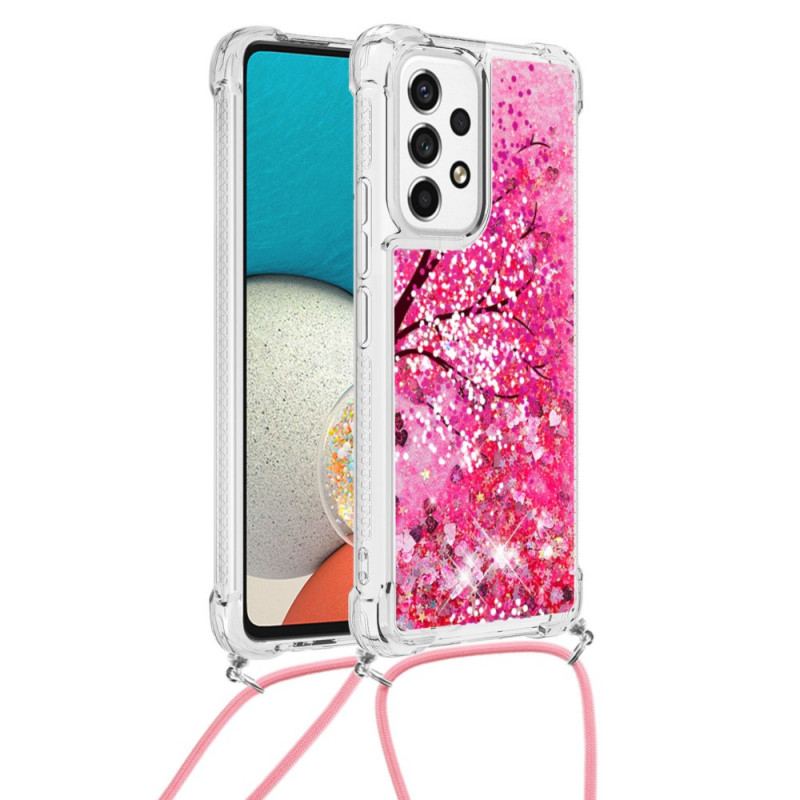 Coque Samsung Galaxy A53 5G Paillettes Arbre avec Cordon