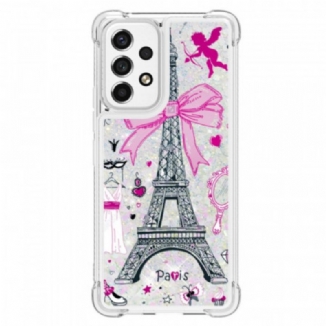 Coque Samsung Galaxy A53 5G La Tour Eiffel Paillettes