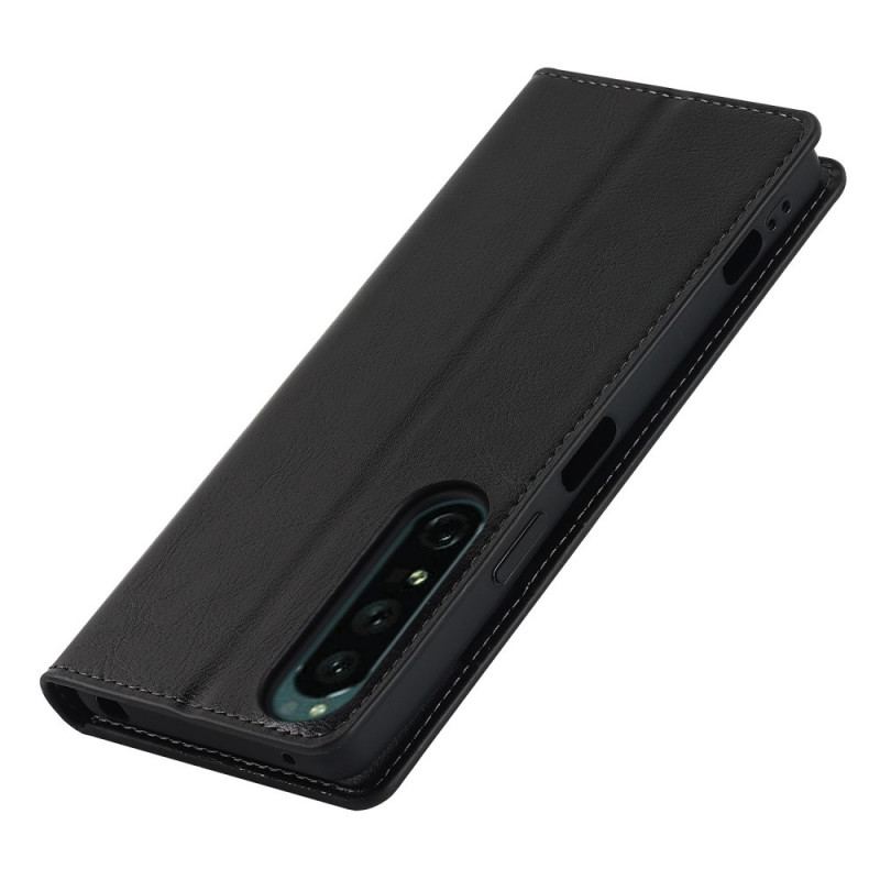 Flip Cover Sony Xperia 1 IV Véritable Cuir