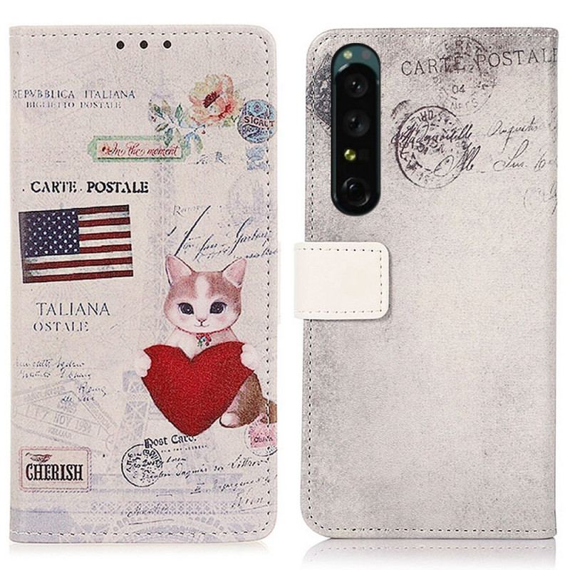 Housse Sony Xperia 1 IV Chat Voyageur