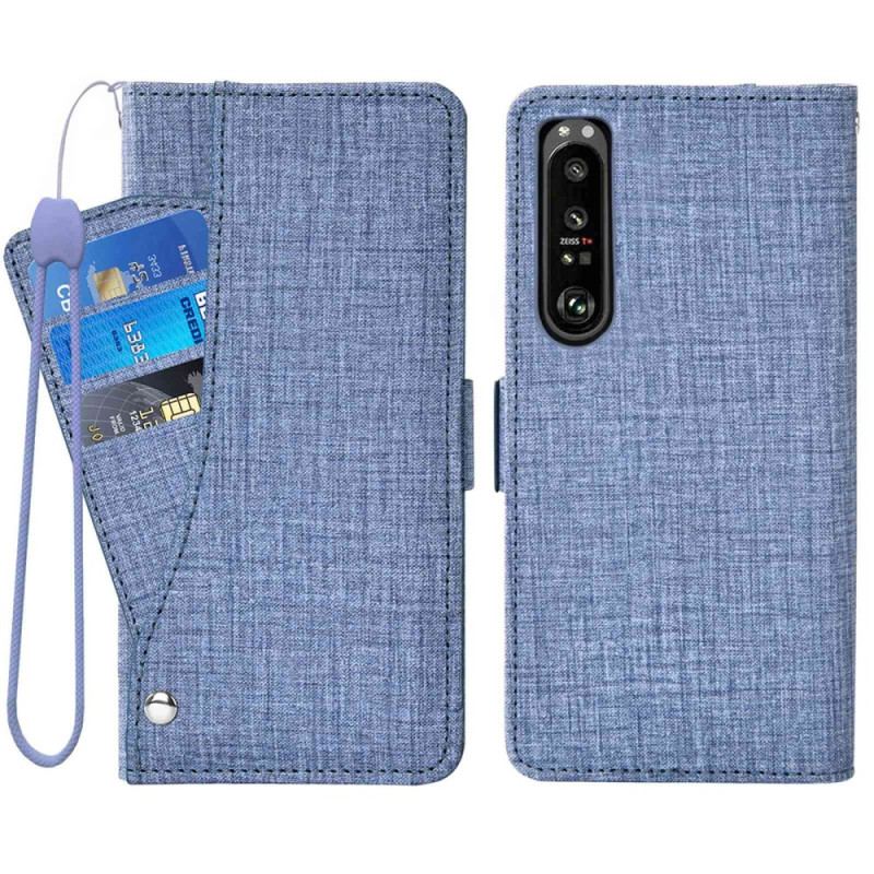 Housse Sony Xperia 1 IV Jeans avec Porte-Cartes Rotatif