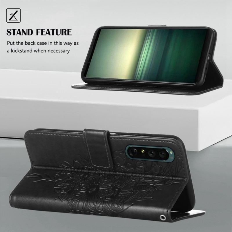 Housse Sony Xperia 1 IV Papillon avec Lanière