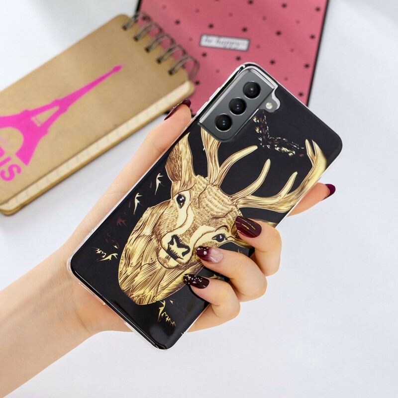 Coque Samsung Galaxy S21 FE Cerf Majestueux Fluorescente