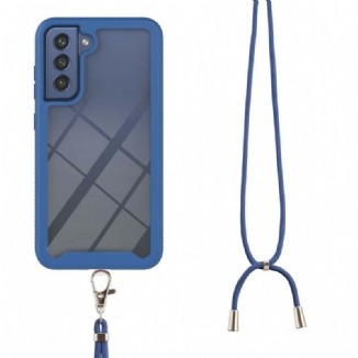 Coque Samsung Galaxy S21 FE Hybride avec Cordon et Contour Coloré