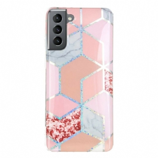 Coque Samsung Galaxy S21 FE Marbre Design Paillettes