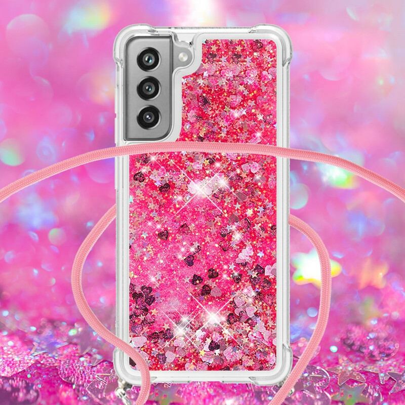 Coque Samsung Galaxy S21 FE Paillettes et Cordon