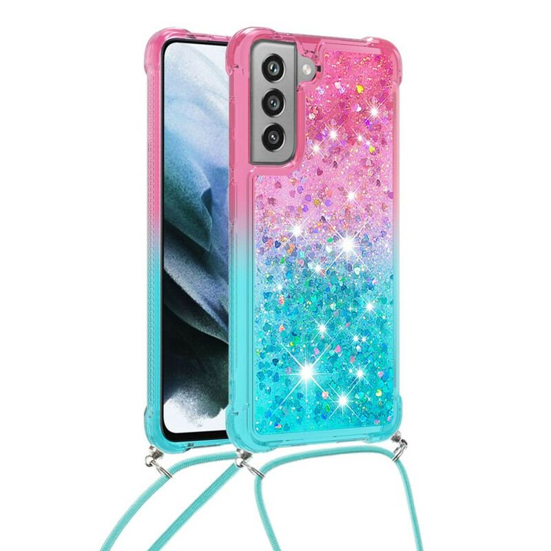 Coque Samsung Galaxy S21 FE Silicone Paillettes et Cordon