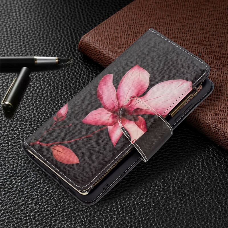 Housse Samsung Galaxy S21 FE Poche Zippée Fleur