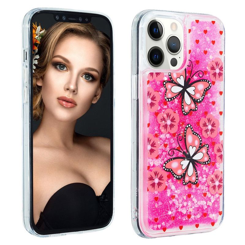 Coque iPhone 15 Pro Max Paillettes Papillons