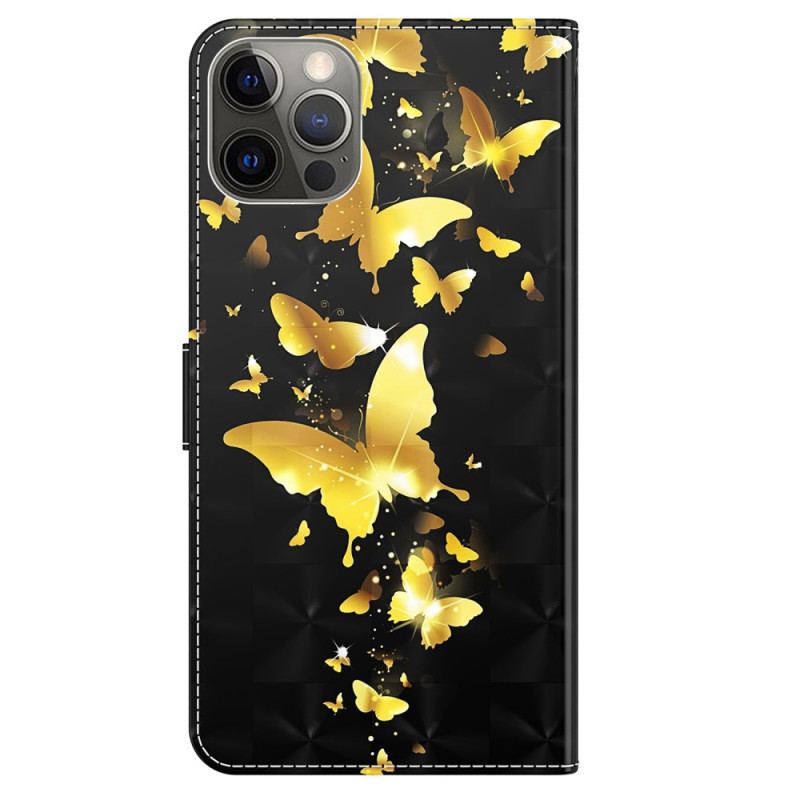 Housse iPhone 15 Pro Max Papillons 3D à Lanière