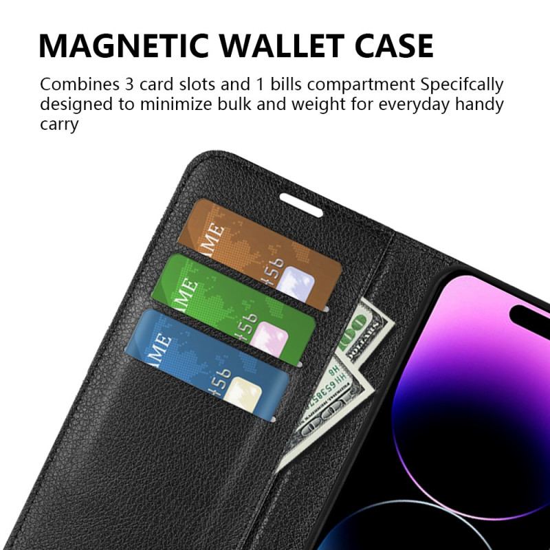 Housse iPhone 15 Pro Max Simili Cuir Litchi Classique