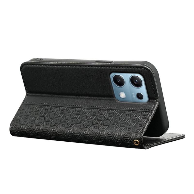 Flip Cover Xiaomi Redmi Note 14S Motif Quadrillé à Lanière