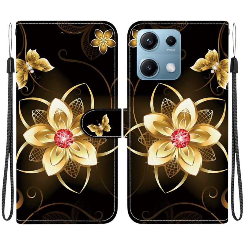 Housse Xiaomi Redmi Note 14S Motif Floral Doré