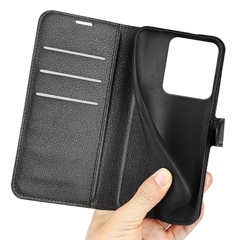 Housse Xiaomi Redmi Note 14S Simili Cuir Litchi Classique