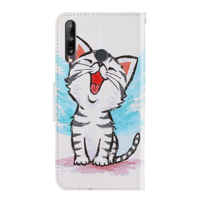 Housse Huawei P40 Lite E / Y7p Chaton à Lanière