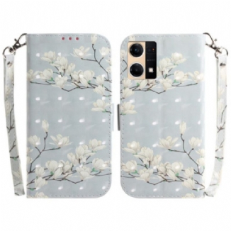 Housse Oppo Reno 7 Branche de Fleurs Blanches