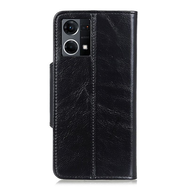 Housse Oppo Reno 7 Simili Cuir Bouton Verni KHAZNEH