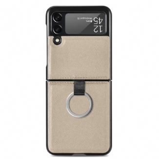 Coque Samsung Galaxy Z Flip 3 5G Effet Cuir avec Anneau