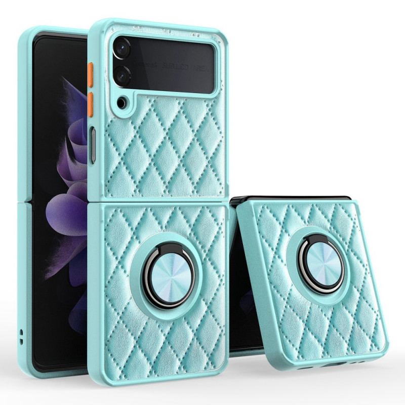 Coque Samsung Galaxy Z Flip 3 5G Matelassée avec Anneau-Support