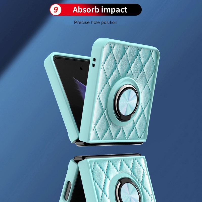 Coque Samsung Galaxy Z Flip 3 5G Matelassée avec Anneau-Support