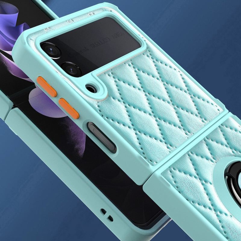 Coque Samsung Galaxy Z Flip 3 5G Matelassée avec Anneau-Support