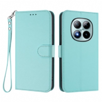 Housse Xiaomi Redmi Note 15 Pro Plus 5G / Poco M8 Pro 5G Effet Cuir Uni avec Lanière