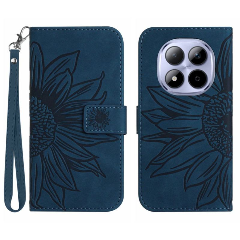 Housse Xiaomi Redmi Note 15 Pro Plus 5G / Poco M8 Pro 5G Empreinte Tournesol à Lanière