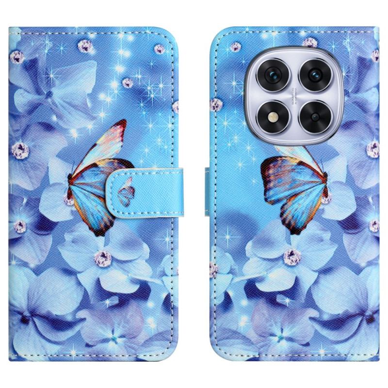 Housse Xiaomi Redmi Note 15 Pro Plus 5G / Poco M8 Pro 5G Fleurs et Papillons Bleus