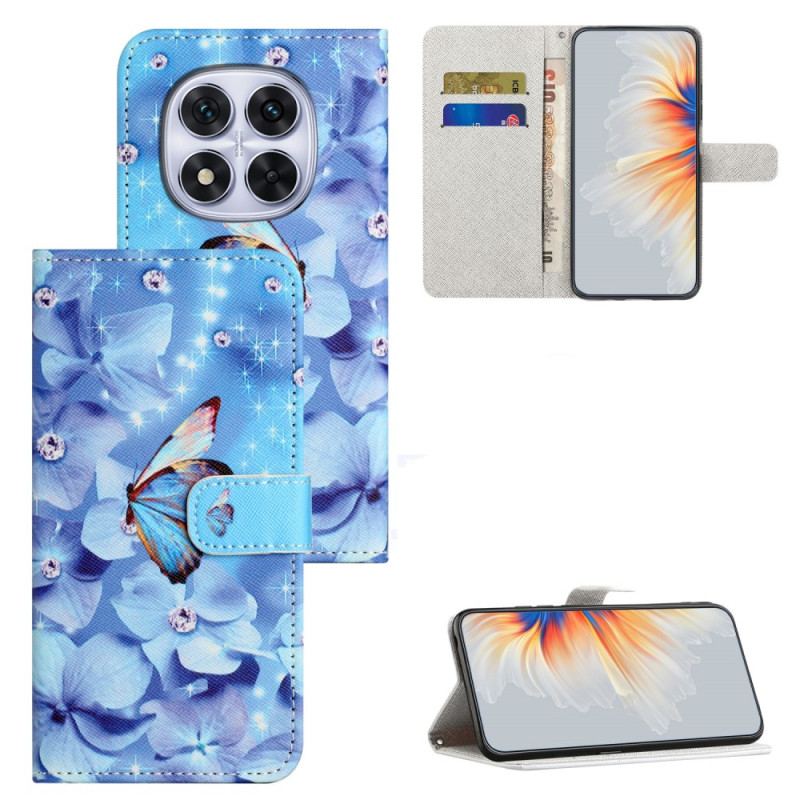 Housse Xiaomi Redmi Note 15 Pro Plus 5G / Poco M8 Pro 5G Fleurs et Papillons Bleus