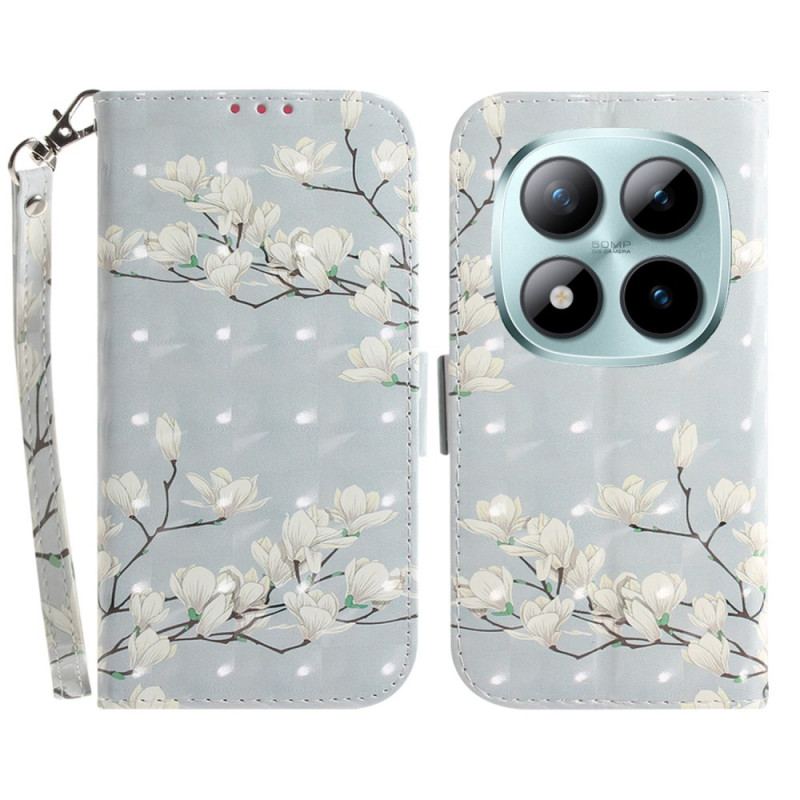 Housse Xiaomi Redmi Note 15 Pro Plus 5G / Poco M8 Pro 5G Magnolias à Lanière