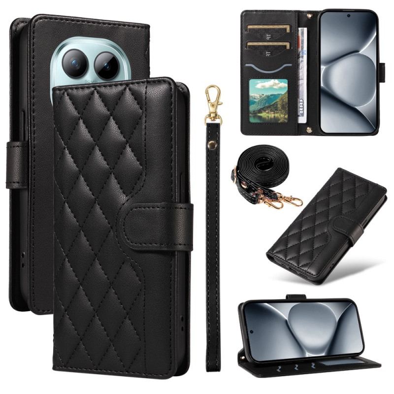 Housse Xiaomi Redmi Note 15 Pro Plus 5G / Poco M8 Pro 5G Matelassée avec Lanière et Bandoulière