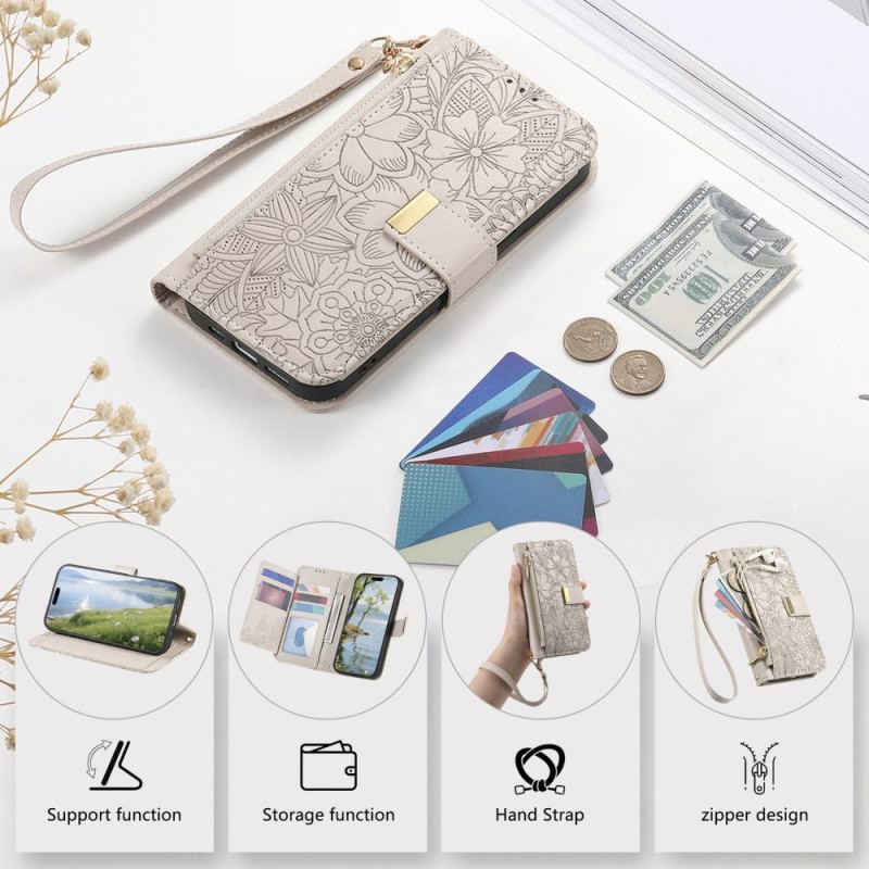 Housse Xiaomi Redmi Note 15 Pro Plus 5G / Poco M8 Pro 5G Motif Floral et Pochette Zippée