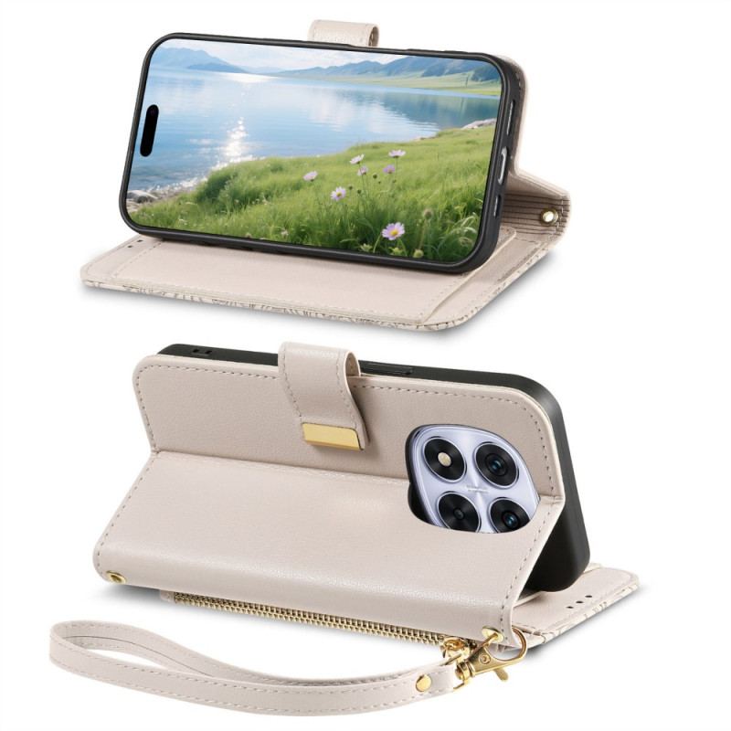 Housse Xiaomi Redmi Note 15 Pro Plus 5G / Poco M8 Pro 5G Motif Floral et Pochette Zippée