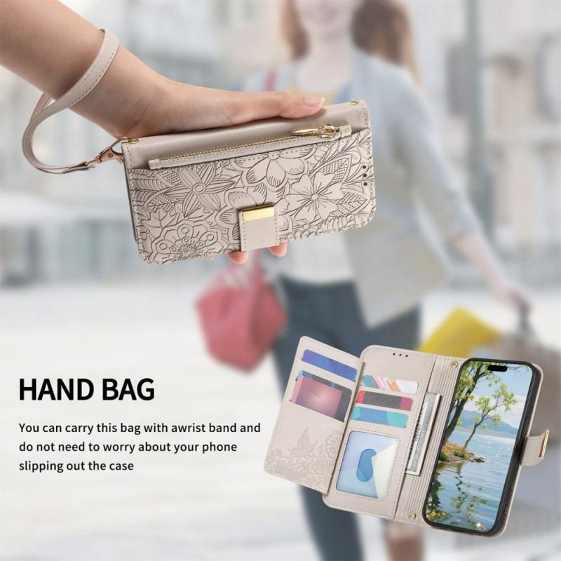 Housse Xiaomi Redmi Note 15 Pro Plus 5G / Poco M8 Pro 5G Motif Floral et Pochette Zippée