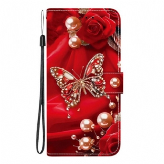 Housse Xiaomi Redmi Note 15 Pro Plus 5G / Poco M8 Pro 5G Papillon Nacré Rouge