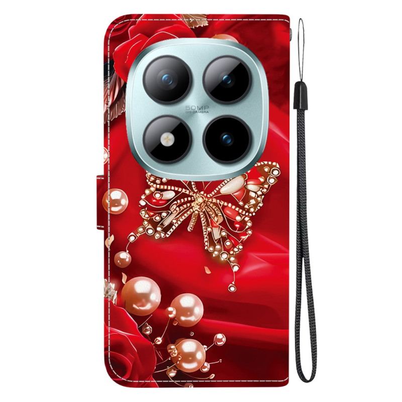 Housse Xiaomi Redmi Note 15 Pro Plus 5G / Poco M8 Pro 5G Papillon Nacré Rouge