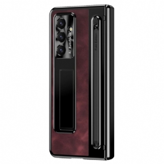 Coque Samsung Galaxy Z Fold 7 5G Effet Cuir Support et Porte-Stylet