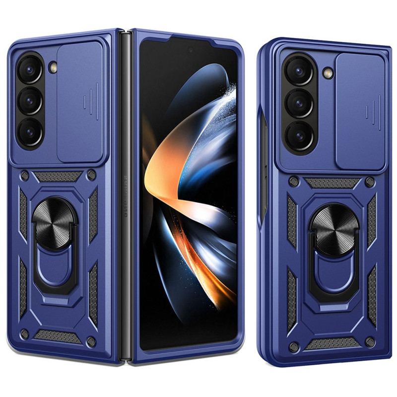 Coque Samsung Galaxy Z Fold 7 Anneau-Support et Couvercle Coulissant pour Caméra