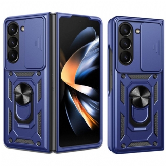 Coque Samsung Galaxy Z Fold 7 Anneau-Support et Couvercle Coulissant pour Caméra