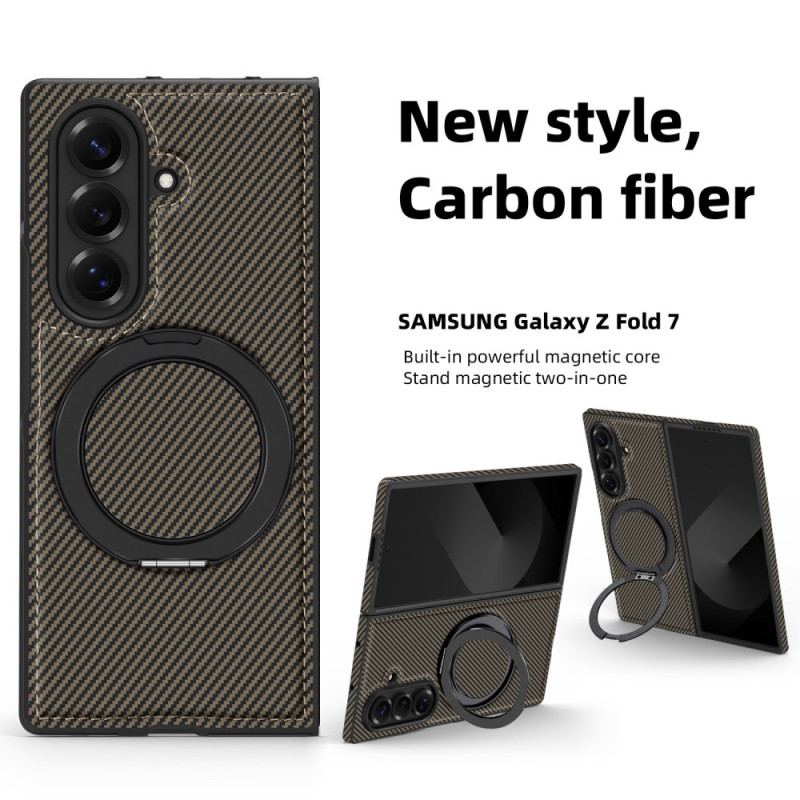 Coque Samsung Galaxy Z Fold 7 Magnétique Texturée Fibre Carbone