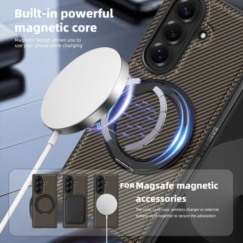 Coque Samsung Galaxy Z Fold 7 Magnétique Texturée Fibre Carbone