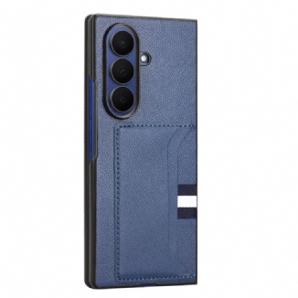 Coque Samsung Galaxy Z Fold 7 Texture Litchi avec Porte-Cartes