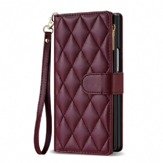 Housse Samsung Galaxy Z Fold 7 Matelassée avec Bandoulière et Lanière