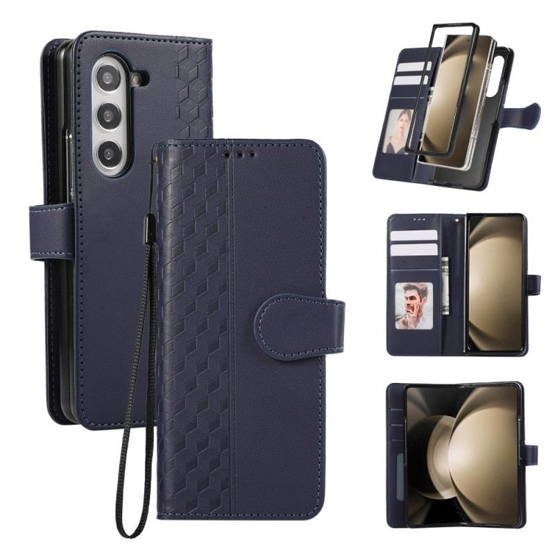 Housse Samsung Galaxy Z Fold 7 Motif Gaufré avec Lanière